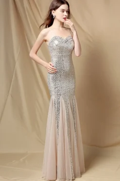 Vestido de festa de lantejoulas de sereia borgonha
