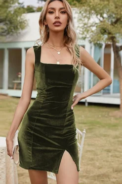 Vestido de festa de Natal verde do exército