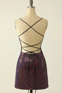 Vestido de Festa de Paetês Fúcsia