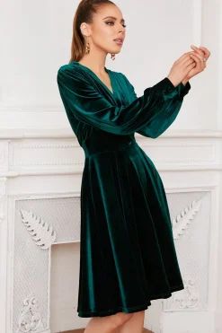 Vestido de festa de veludo verde escuro