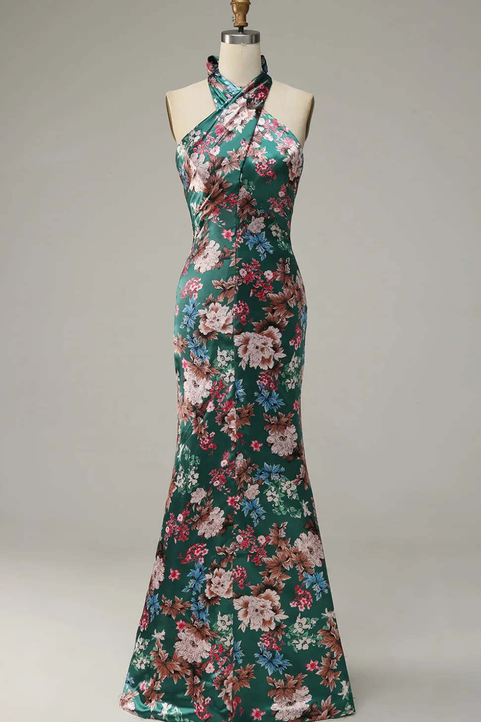 Vestido de Festa Halter Flores Sem Mangas