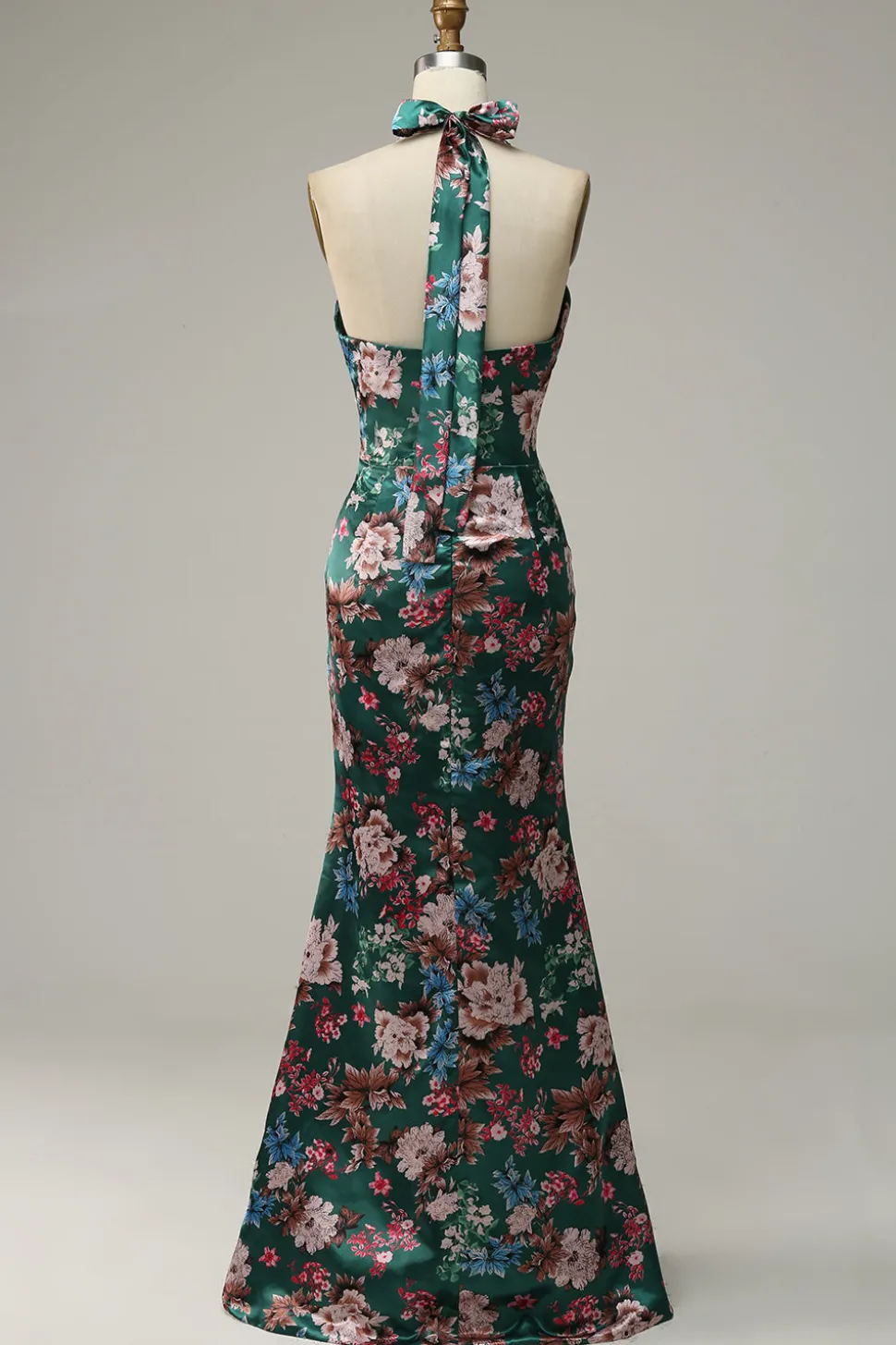 Vestido de Festa Halter Flores Sem Mangas
