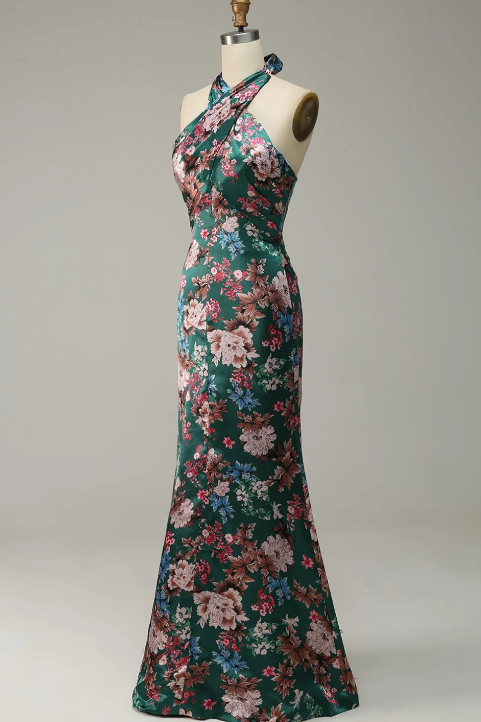 Vestido de Festa Halter Flores Sem Mangas