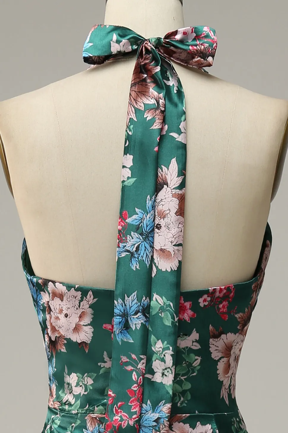 Vestido de Festa Halter Flores Sem Mangas