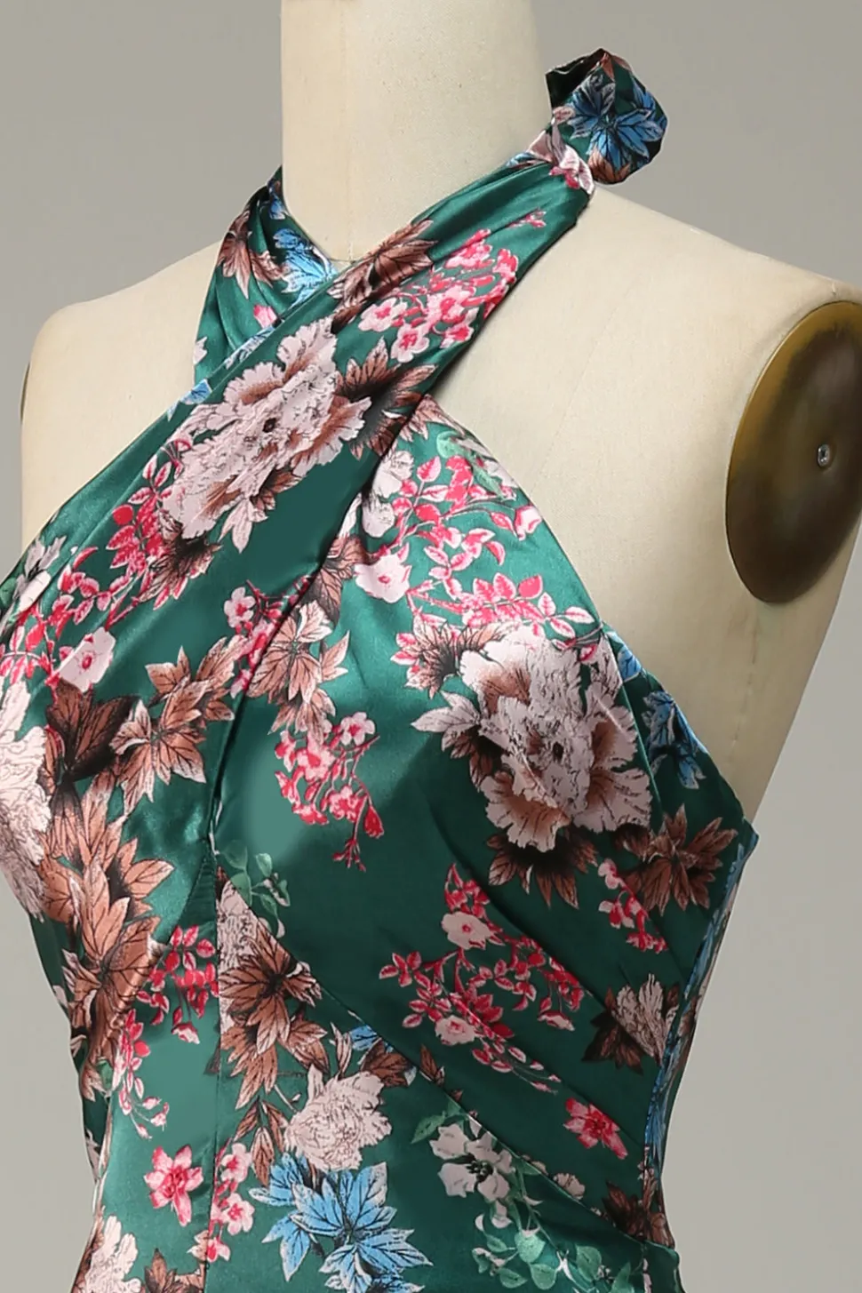 Vestido de Festa Halter Flores Sem Mangas