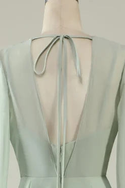 Vestido de Festa Menta Mangas Compridas