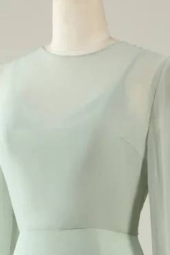 Vestido de Festa Menta Mangas Compridas