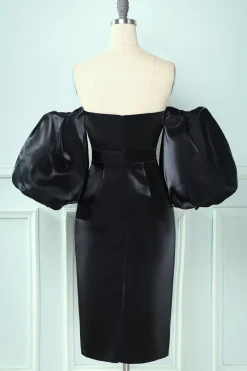 Vestido de festa preto sem ombro