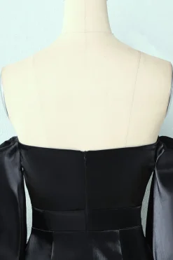 Vestido de festa preto sem ombro