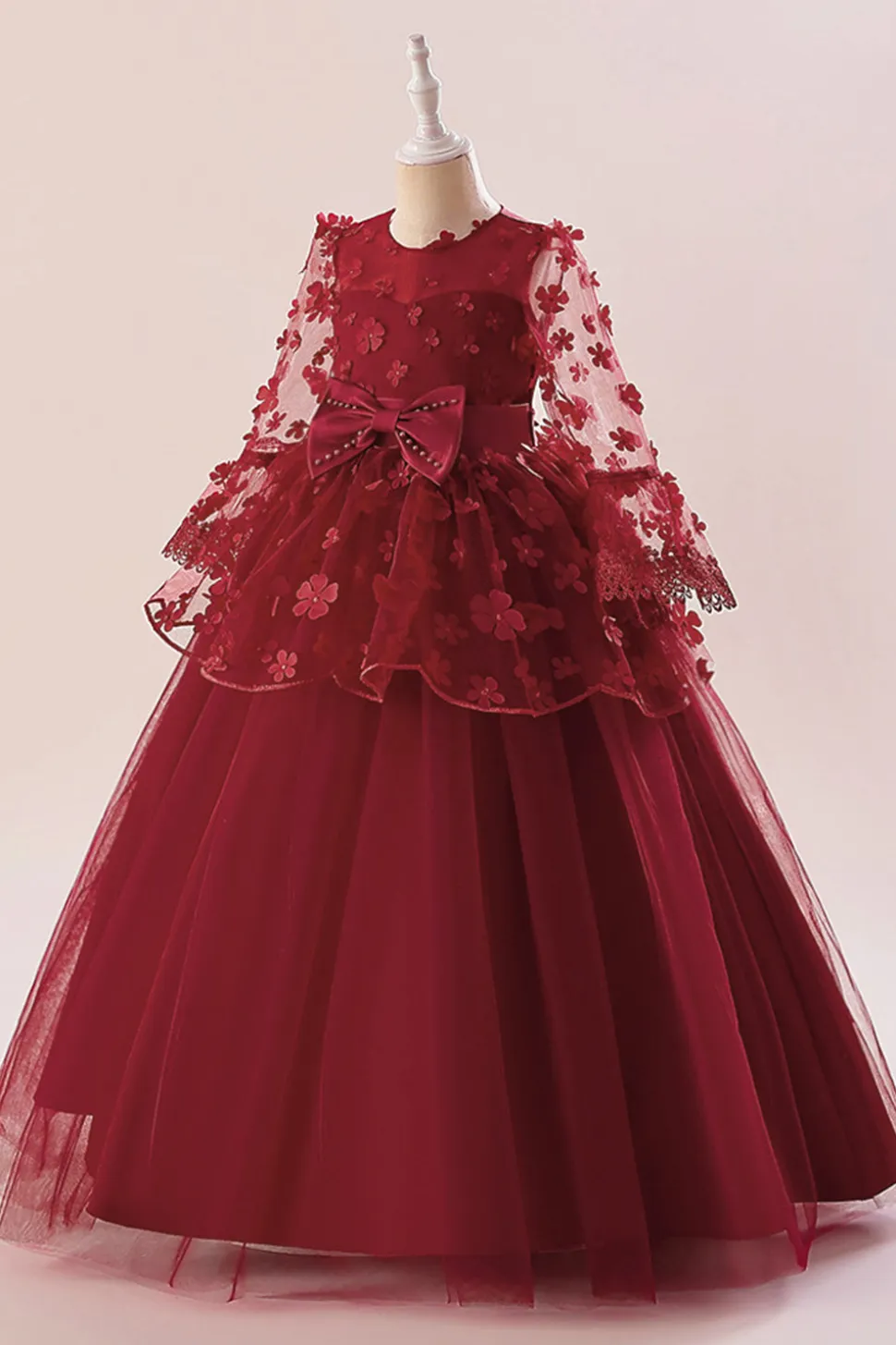 Vestido de festa rosa Tulle Girl com Appliques