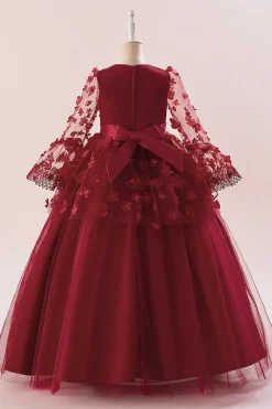 Vestido de festa rosa Tulle Girl com Appliques