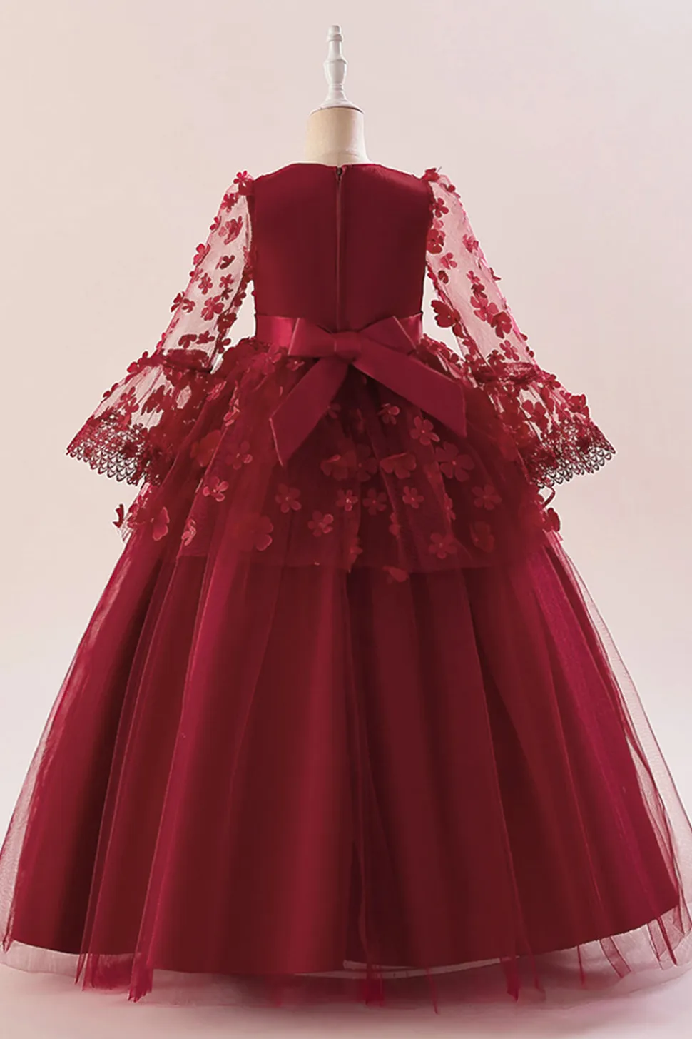 Vestido de festa rosa Tulle Girl com Appliques