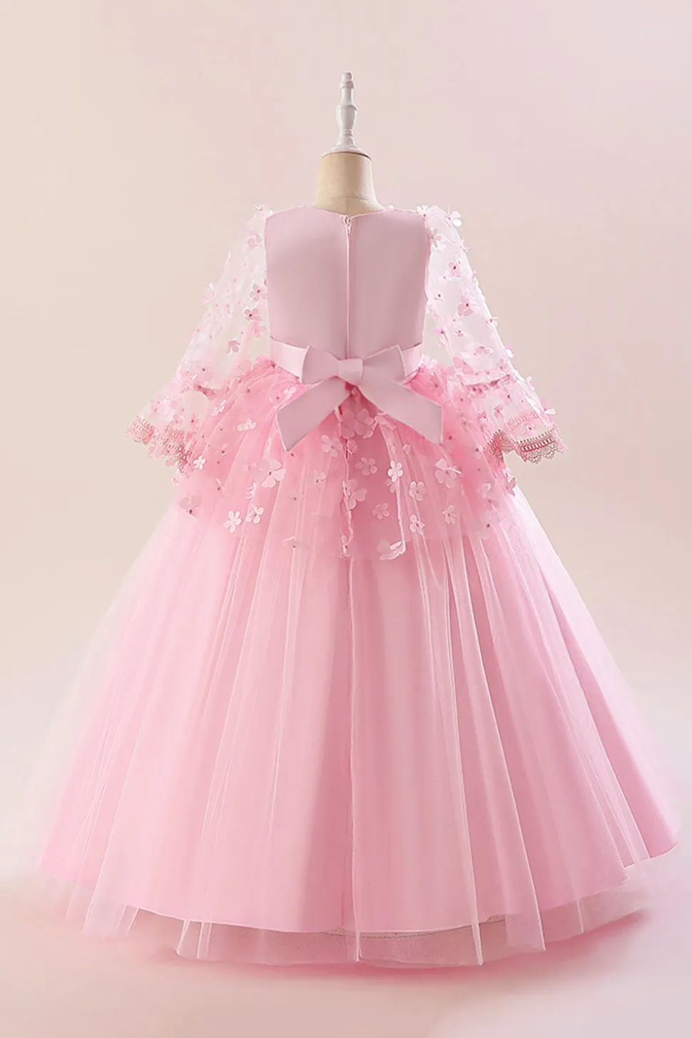 Vestido de festa rosa Tulle Girl com Appliques