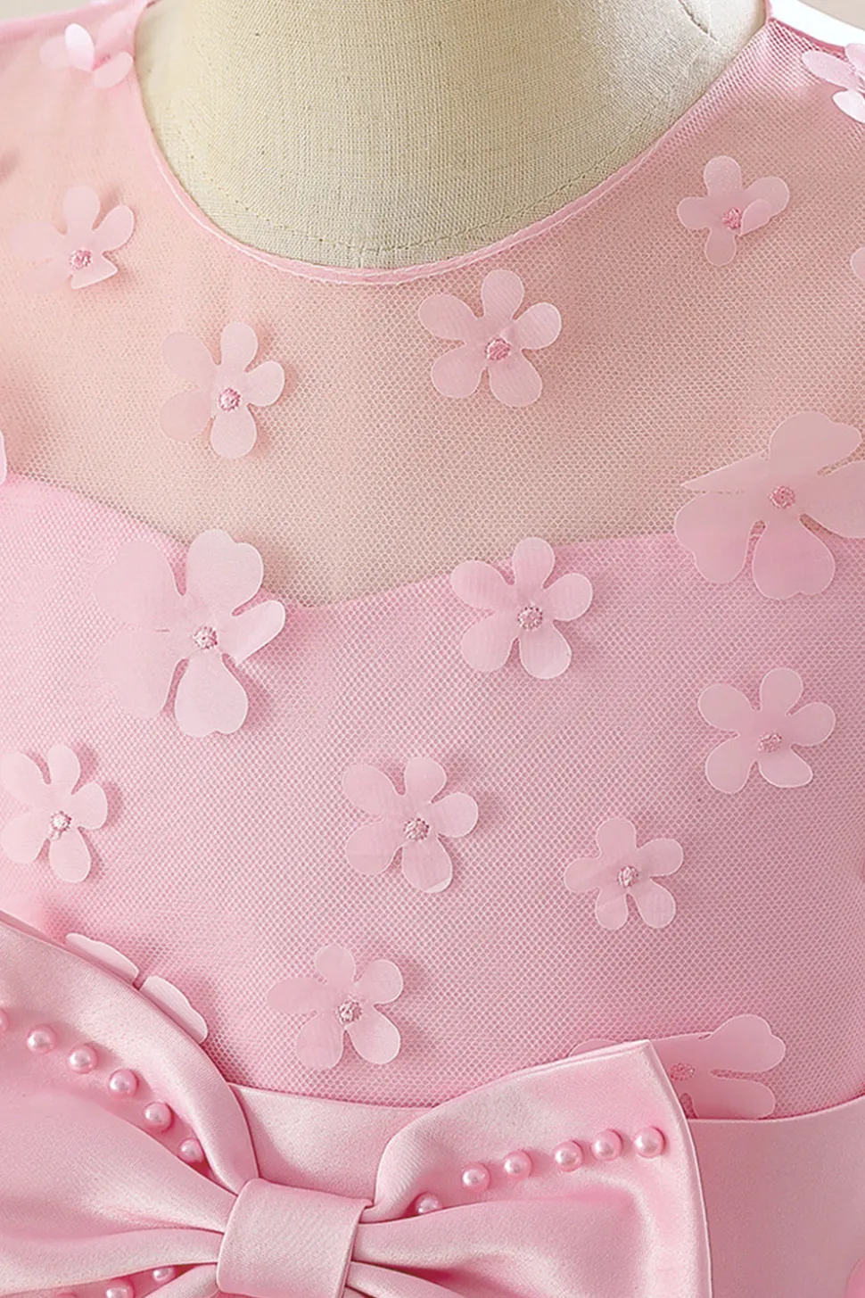 Vestido de festa rosa Tulle Girl com Appliques