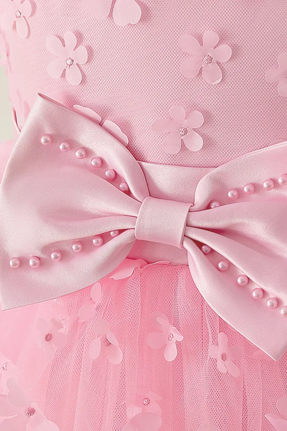 Vestido de festa rosa Tulle Girl com Appliques