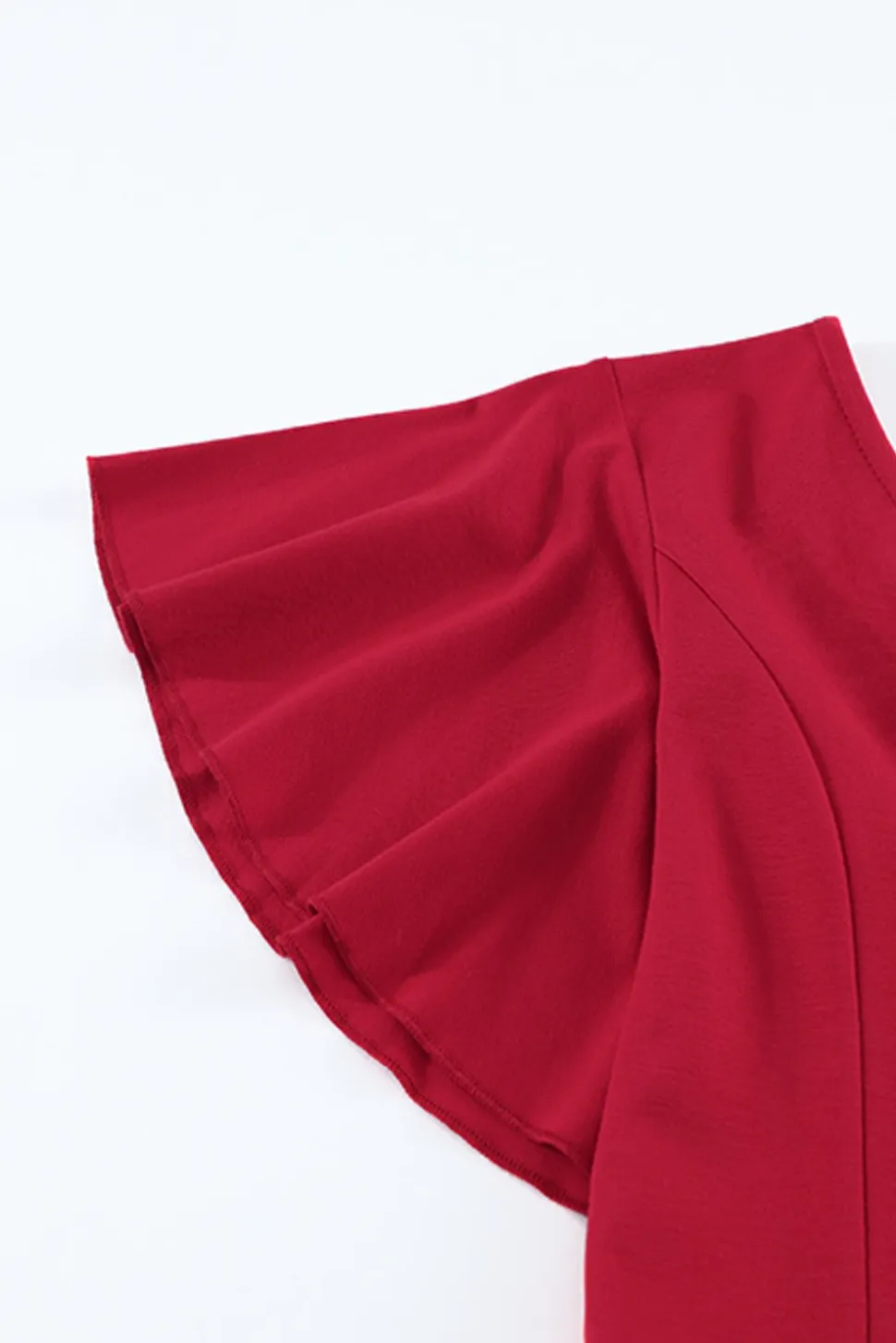 Vestido de festa simples vermelho com mangas de boné