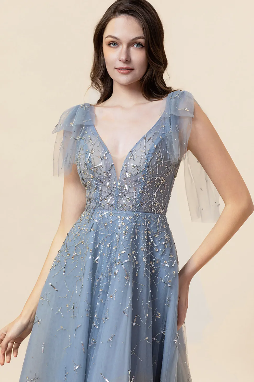 Vestido de Festa Tule Azul