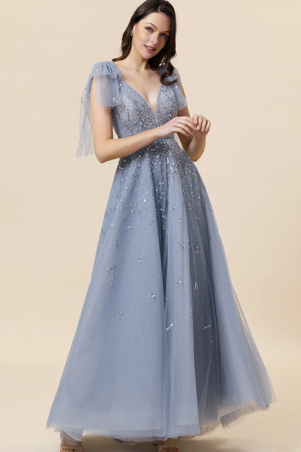Vestido de Festa Tule Azul