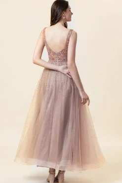 Vestido de Festa Tule Rosa Sem Mangas