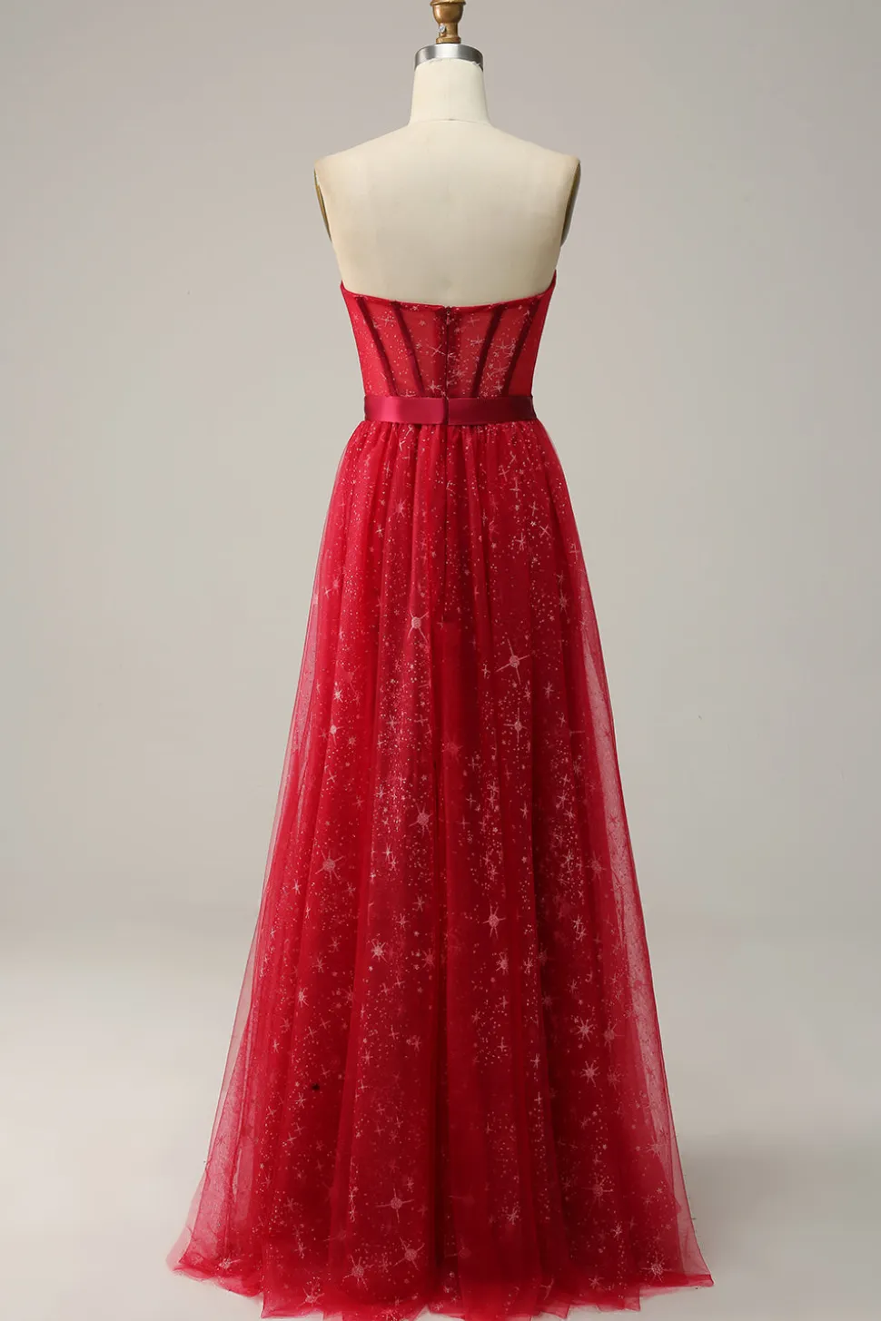 Vestido de Festa Tulle Sem Alças Vermelho