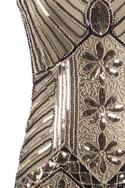 Vestido de Flapper da franja do brilho do ouro 1920