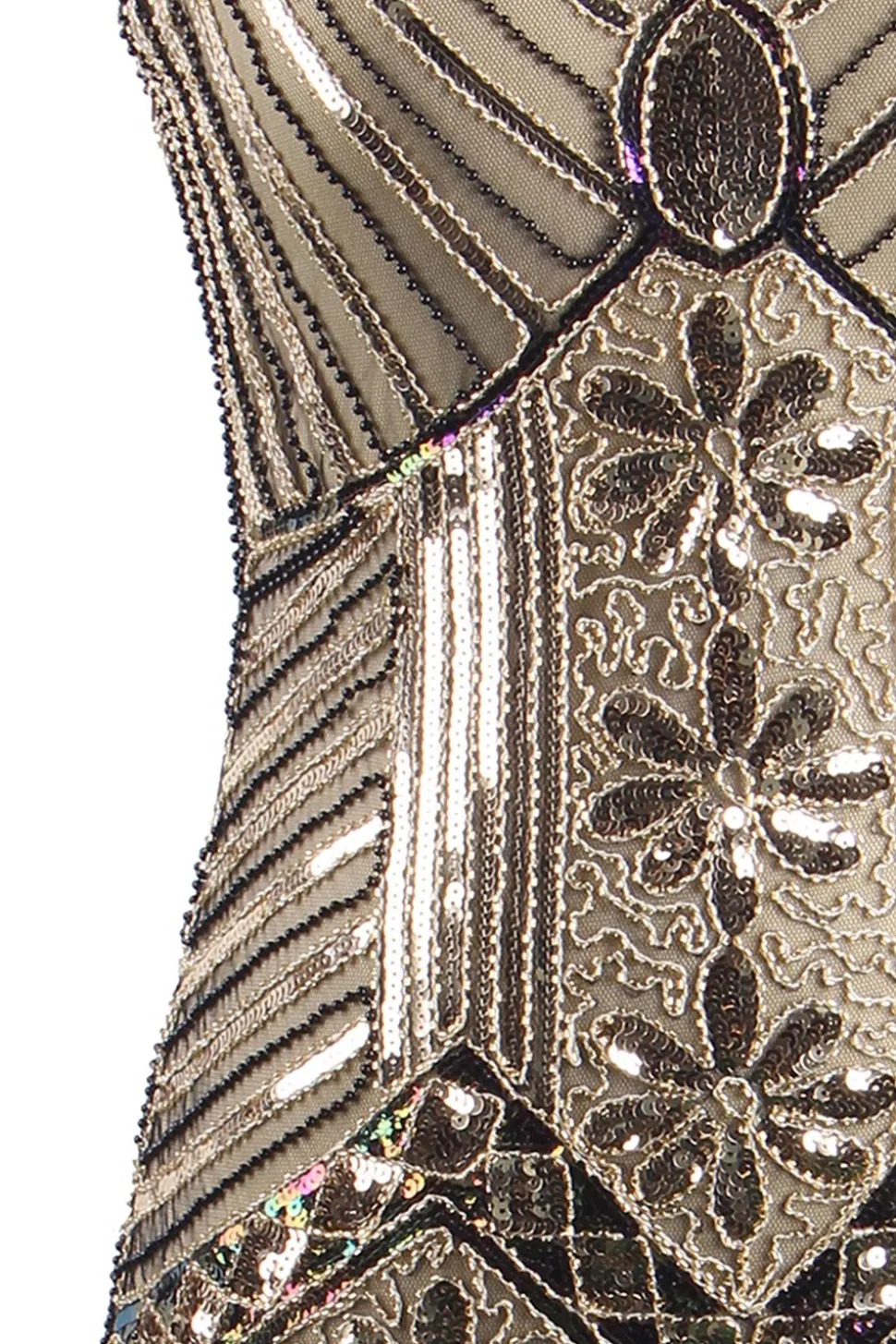 Vestido de Flapper da franja do brilho do ouro 1920