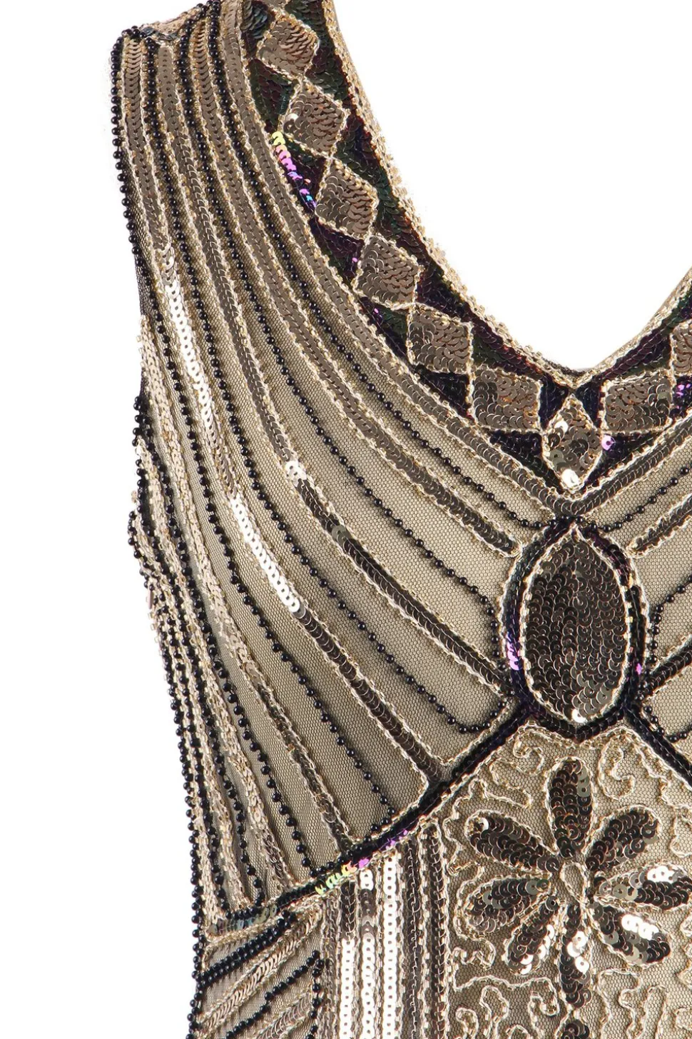 Vestido de Flapper da franja do brilho do ouro 1920