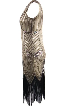 Vestido de Flapper da franja do brilho do ouro 1920