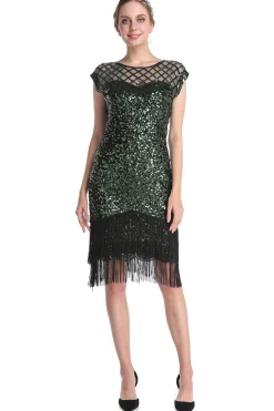 Vestido de flapper de lantejoulas cor-de-rosa Gatsby 1920