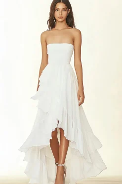 Vestido de formatura branco sem alças