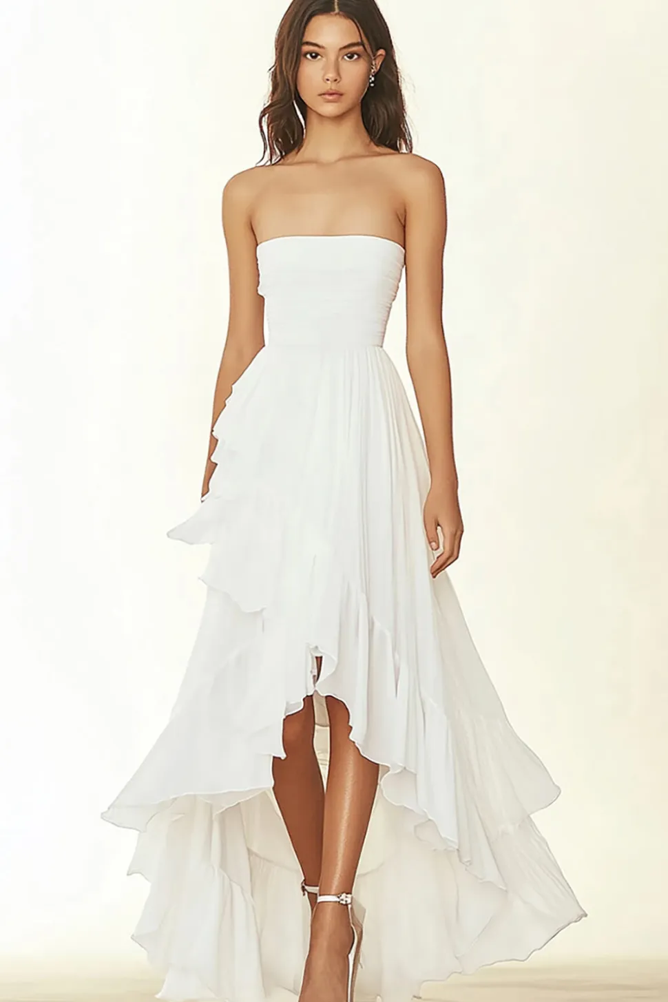 Vestido de formatura branco sem alças