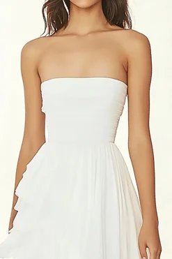 Vestido de formatura branco sem alças