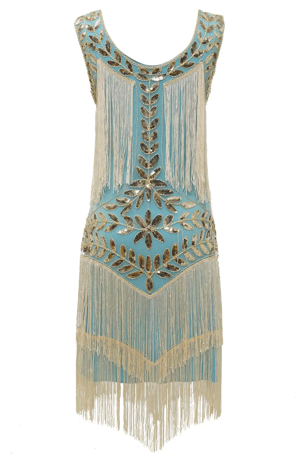 Vestido de Gatsby Verde Escuro Lantejoulas Franjas