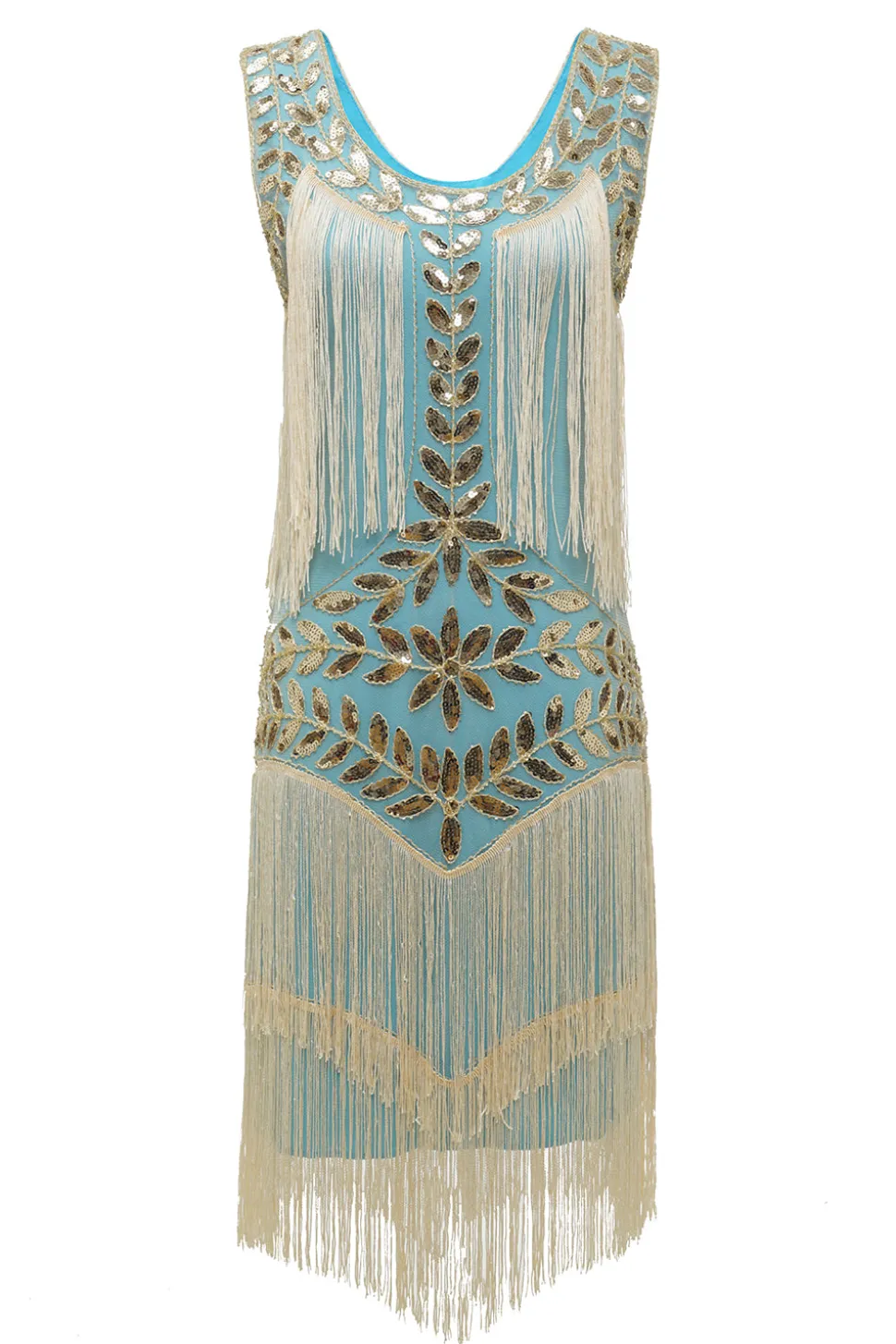 Vestido de Gatsby Verde Escuro Lantejoulas Franjas