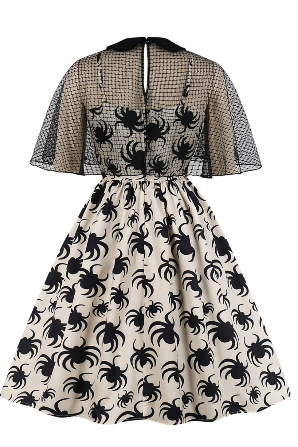 Vestido de Halloween de aranha branca com mangas curtas