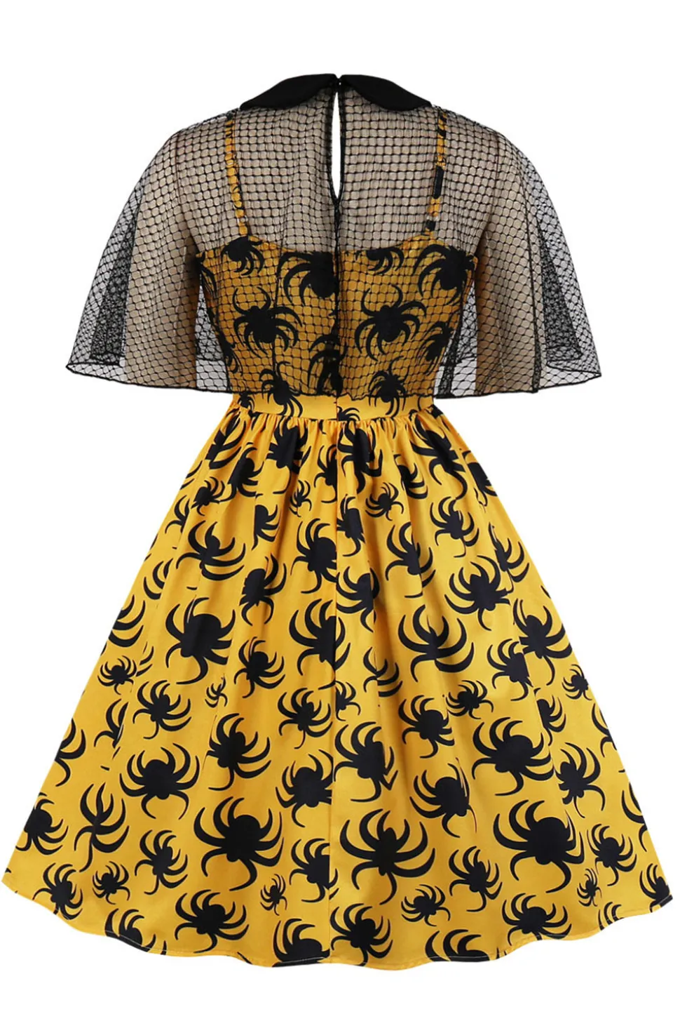 Vestido de Halloween de aranha branca com mangas curtas