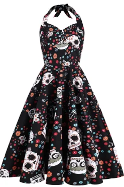 Vestido de Halloween de crânio preto