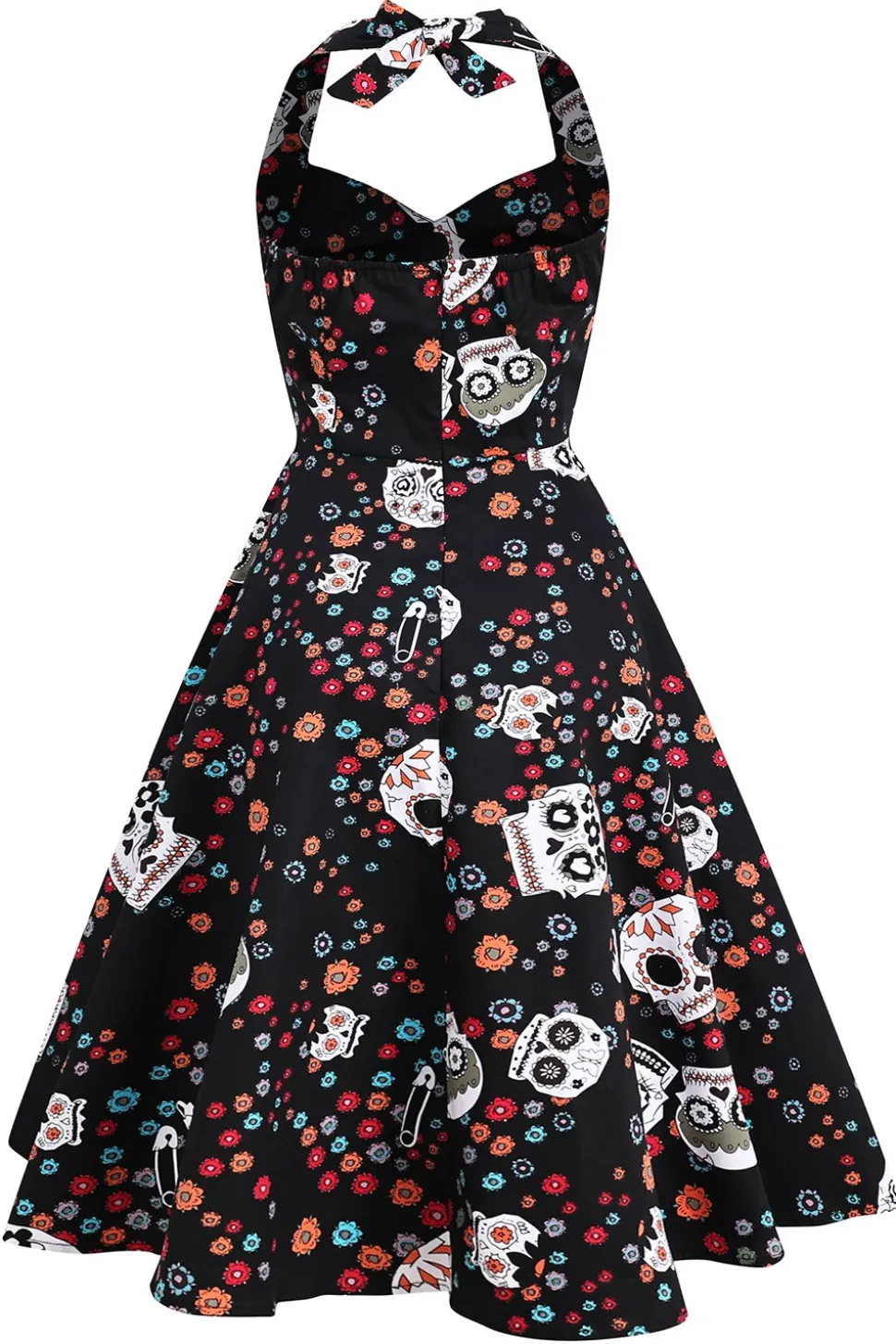 Vestido de Halloween de crânio preto