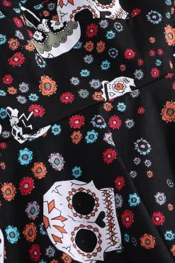 Vestido de Halloween de crânio preto