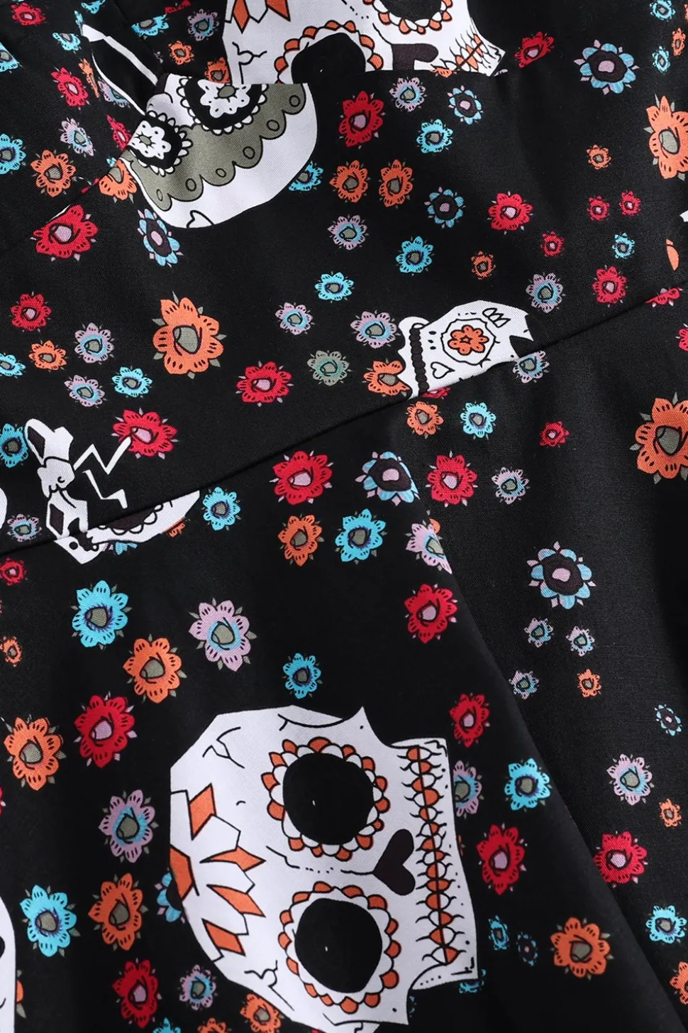 Vestido de Halloween de crânio preto