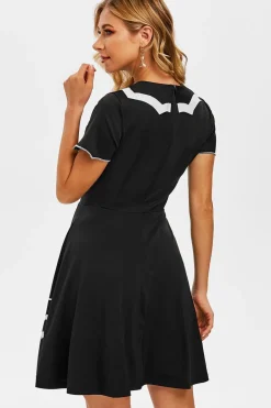 Vestido de Halloween de impressão de morcego preto