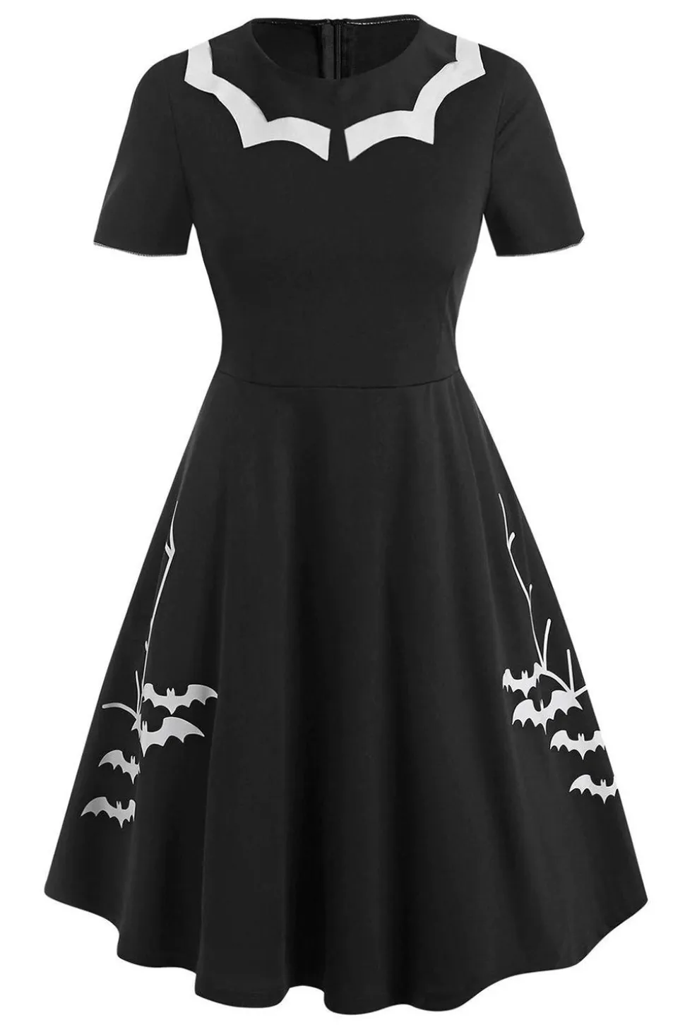 Vestido de Halloween de impressão de morcego preto