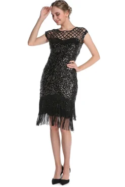 Vestido de lantejoula verde escura de 1920