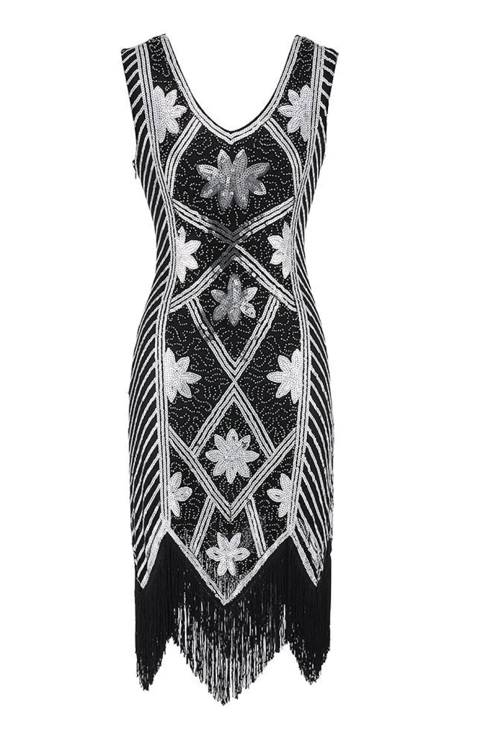 Vestido de lantejoulas vermelhas com decote em v