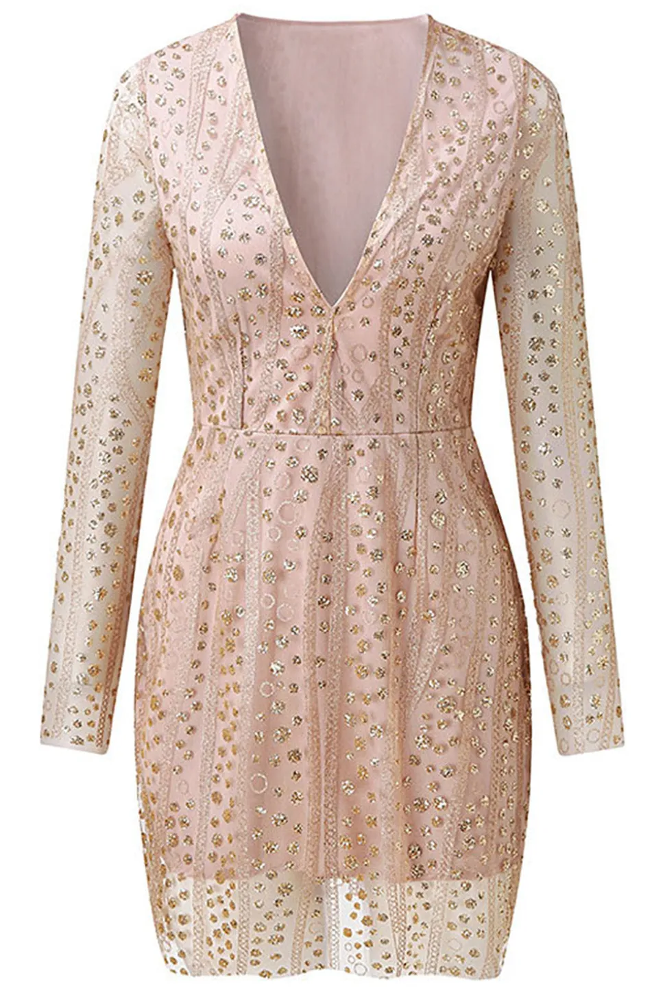 Vestido de mãe bodycon de mangas compridas douradas