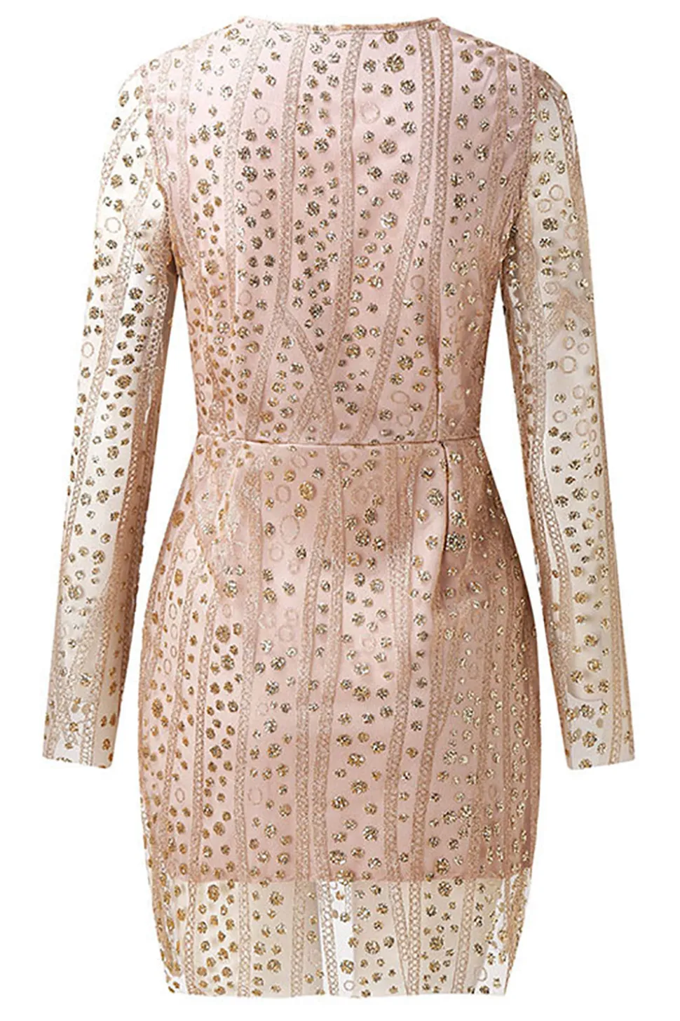 Vestido de mãe bodycon de mangas compridas douradas