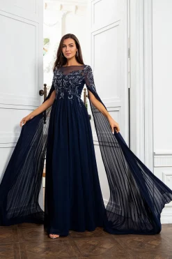 Vestido de mãe da marinha com apliques