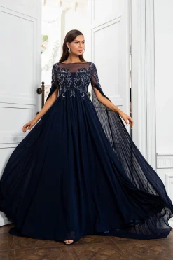 Vestido de mãe da marinha com apliques