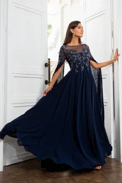Vestido de mãe da marinha com apliques