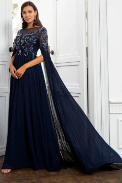 Vestido de mãe da marinha com apliques